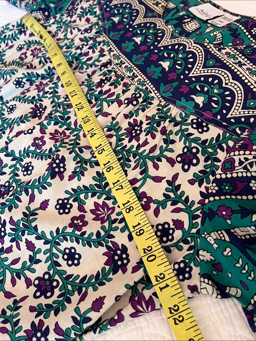 Cotton Tiered Muumuu Dress Long Pockets Womens Large Floral Elephant Print Boho - Picture 12 of 16